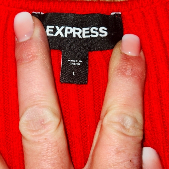 Express Red BNWOT Puff Sleeve Sweater Size Large - Picture 2 of 5
